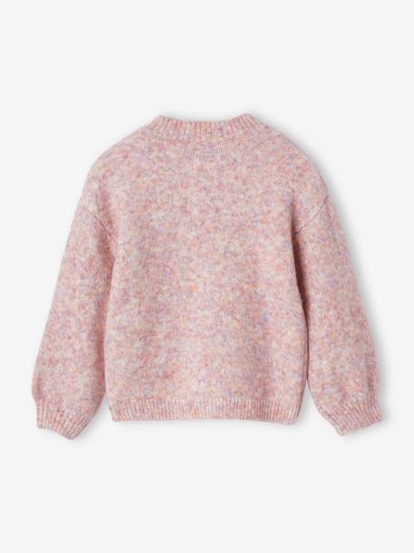Gilet fille maille mousseuse gris chiné+rose chiné+vanille 10 - vertbaudet enfant 