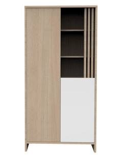 Chambre et rangement-Chambre-Armoire 2 portes et 1 niche avec claustra en bois décor chêne Suave