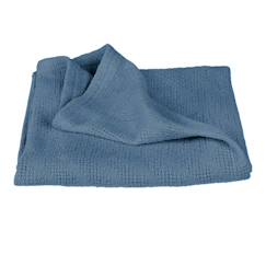 Couverture Bébé Respirante ROBA - Seashells - 80 x 80 cm - 100% Coton Oeko-Tex - Aspect Tricoté - Bleu Indigo  - vertbaudet enfant
