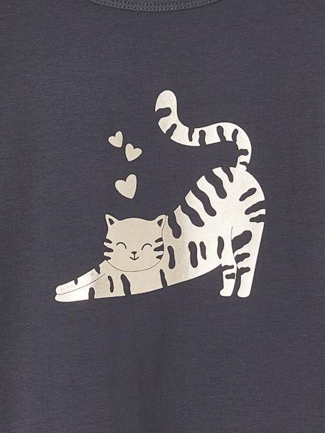 T-shirt animation métallisée fille manches longues anthracite+blanc+vert sapin 3 - vertbaudet enfant 