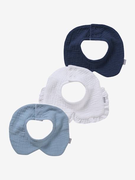 Lot de 3 bavoirs col fantaisie bleu ciel 1 - vertbaudet enfant 