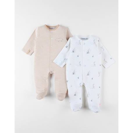 Bébé-Ensemble de 2 pyjamas 1 pièce en jersey abricot/écru