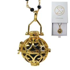 Bola de grossesse cage or avec chaîne - LIA (Chaine perlée noire/bille noire) - plaquée or - coffret cadeau femme enceinte  - vertbaudet enfant