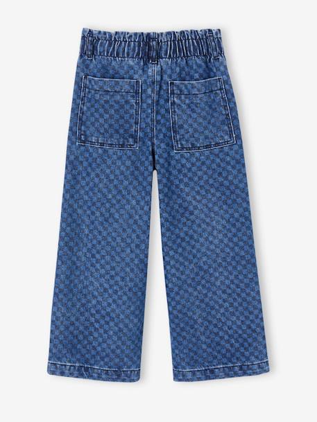 Pantalon fille large motifs fantaisie bleu foncé+denim gris 2 - vertbaudet enfant 
