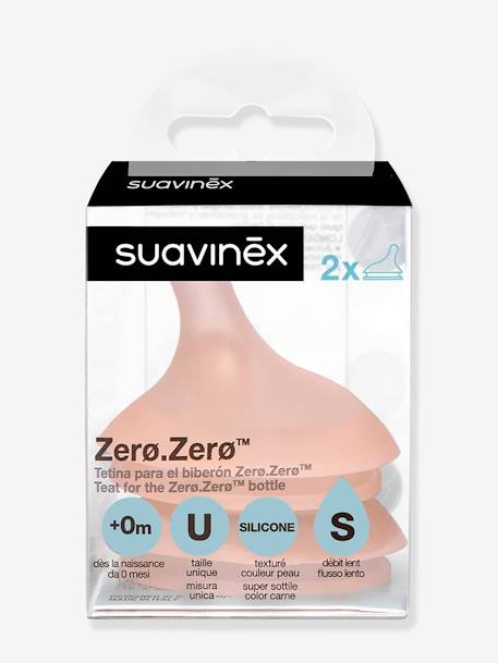 Lot de 2 tétines débit lent (S) pour biberon Zer0.Zer0 Rose nude 3 - vertbaudet enfant 