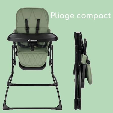BEBECONFORT LILY Chaise haute bébé, ultra compacte et légère, confort optimal, de 6 mois à 3 ans, jusqu'à 15 kg, Mineral green VERT 2 - vertbaudet enfant 