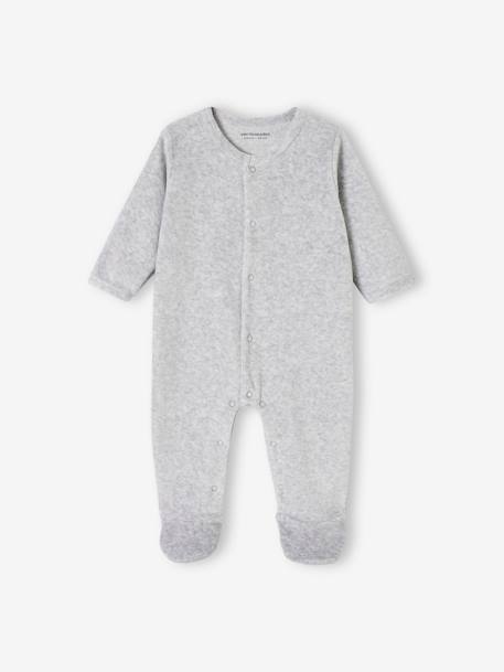 Lot de 3 pyjamas bébé mixte en velours ouverture naissance lot bois de rose+Lot jaune d'or+Lot vert d'eau 17 - vertbaudet enfant 