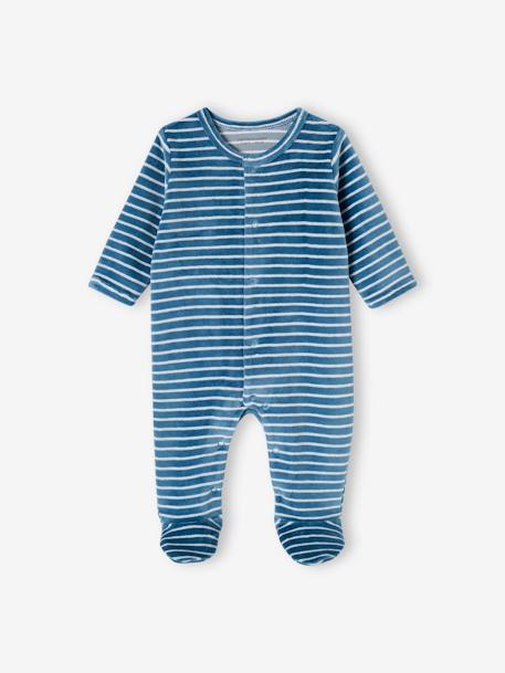 Lot de 3 pyjamas bébé mixte en velours ouverture naissance lot bois de rose+Lot jaune d'or+Lot vert d'eau 18 - vertbaudet enfant 