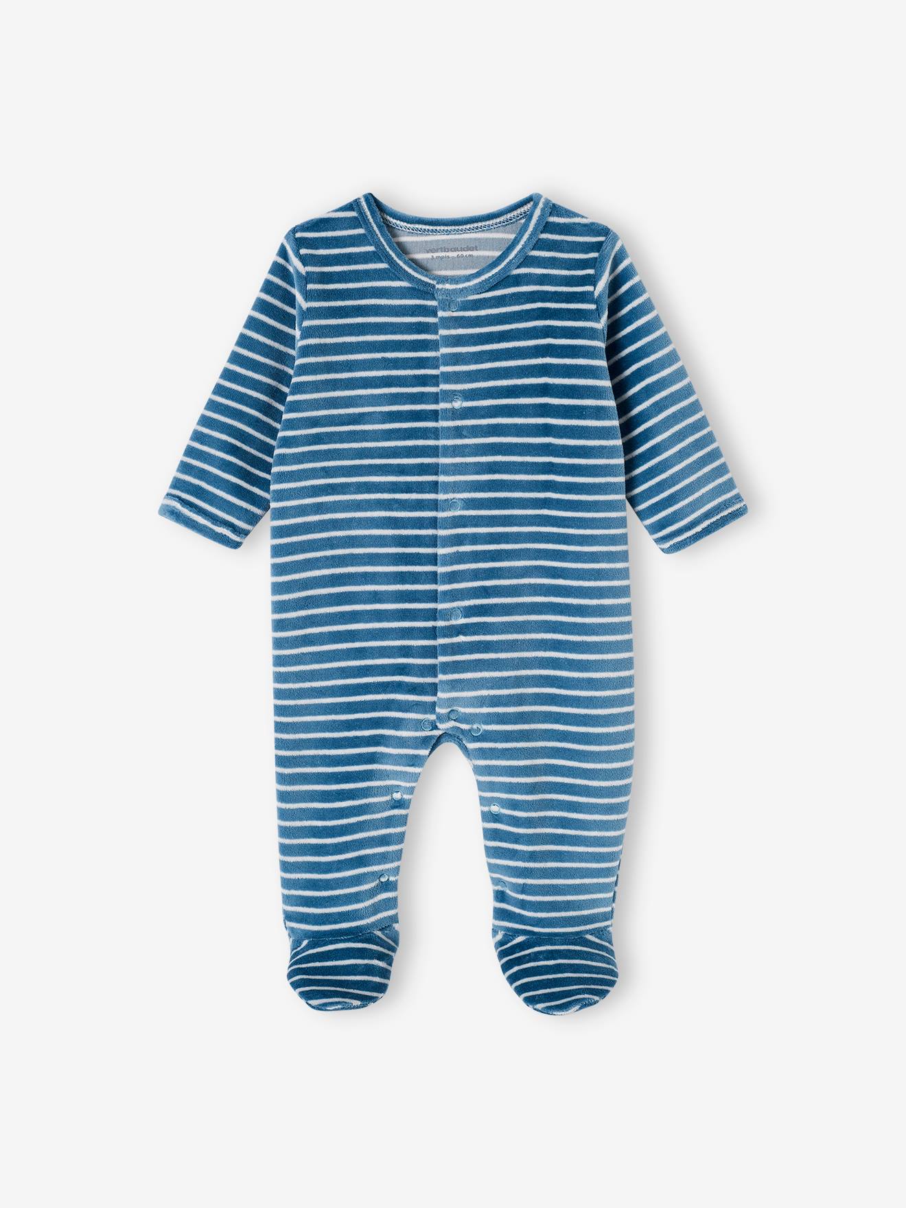 Pyjamas Bébé Velours Vertbaudet - Lot De 3 - Pieds Antidérapants - Ouverture Pression