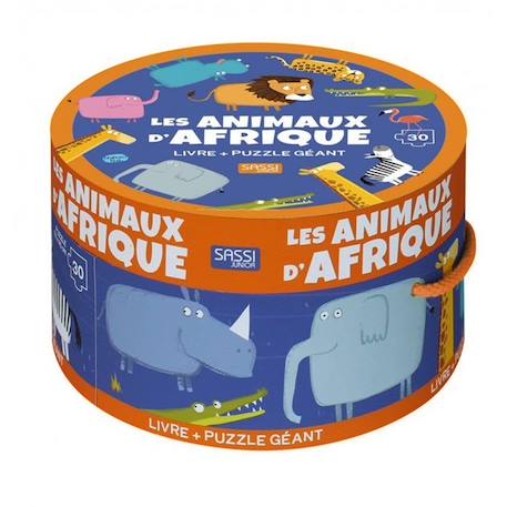 Puzzle & Livre Les animaux d'Afrique JAUNE 1 - vertbaudet enfant 