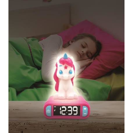 Réveil veilleuse Licorne 3D avec effets sonores - LEXIBOOK ROSE 4 - vertbaudet enfant 