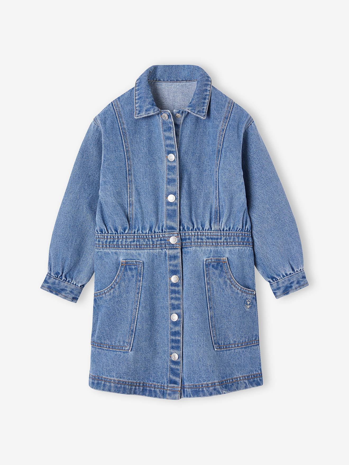 Robe En Jean Carter's Enfant Fille 4T - Bleu Uni, Boutonnée Devant - Neuf Avec étiquette