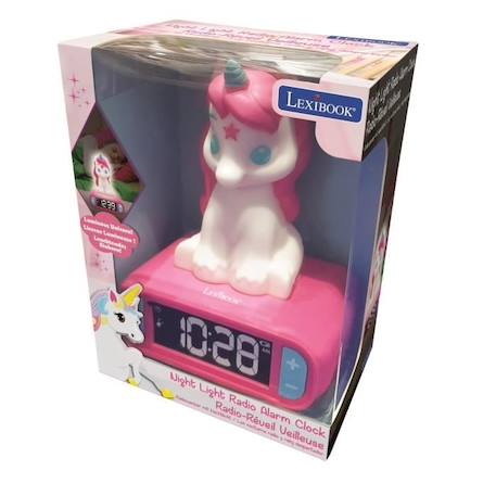 Réveil veilleuse Licorne 3D avec effets sonores - LEXIBOOK ROSE 5 - vertbaudet enfant 