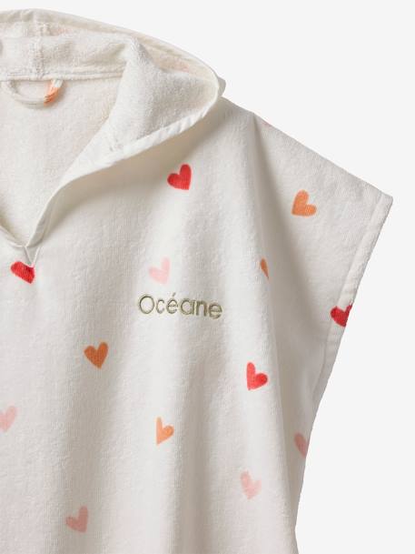 Poncho de bain enfant personnalisable COEURS, avec coton recyclé blanc imprimé 5 - vertbaudet enfant 