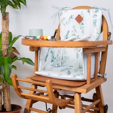 Coussin de chaise haute bébé - SEVIRA KIDS - Eucalyptus Multicolore TU - Réversible - Confortable BLANC 2 - vertbaudet enfant 