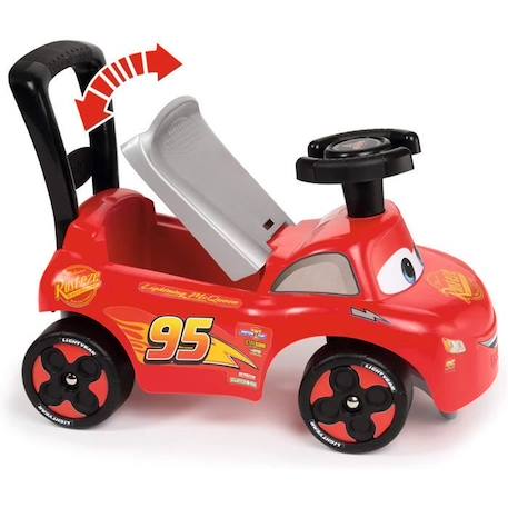 Porteur auto ergonomique Smoby Cars avec coffre à jouets - Fonction Trotteur - Volant Directionnel ROUGE 4 - vertbaudet enfant 