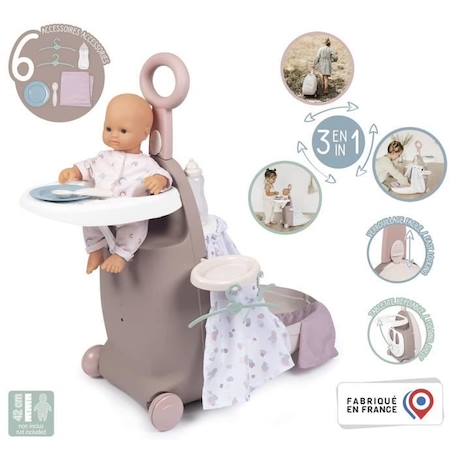 Valise Nurserie 3 en 1 - Baby Nurse - Pour Poupons jusqu'à 42cm - Beige/Rose/Blanc BEIGE 3 - vertbaudet enfant 