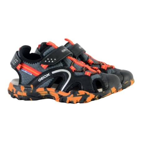 Sandales enfant Geox Juniors Borealis Noir/Rouge - Marque GEOX - Fermeture à scratch - Confort exceptionnel NOIR 3 - vertbaudet enfant 