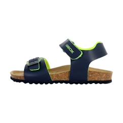 Chaussures-Sandale Cuir Geox Ghita - Navy-Fluo jaune