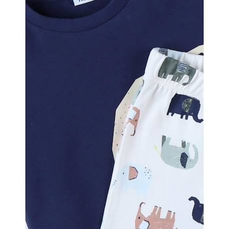 Pyjama 2 pièces éléphants en jersey indigo/écru BEIGE 3 - vertbaudet enfant 