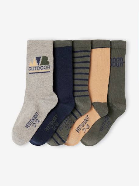 Lot de 5 paires de chaussettes assorties garçon kaki 1 - vertbaudet enfant 