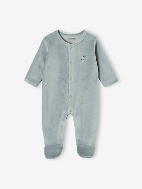 Lot de 3 pyjamas bébé mixte en velours ouverture naissance lot bois de rose+Lot jaune d'or+Lot vert d'eau 16 - vertbaudet enfant 