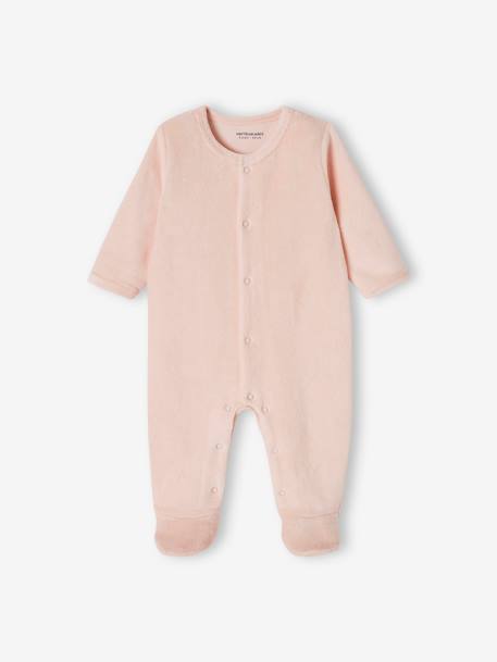 Lot de 3 pyjamas bébé mixte en velours ouverture naissance lot bois de rose+Lot jaune d'or+Lot vert d'eau 3 - vertbaudet enfant 