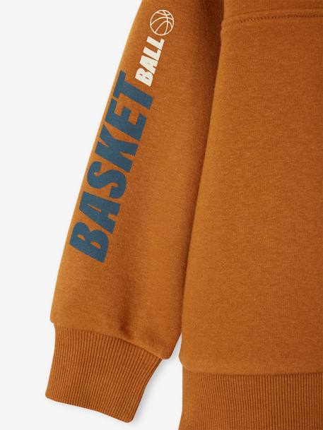 Sweat col camionneur sport garçon motif basket sur manche anthracite+noisette 11 - vertbaudet enfant 