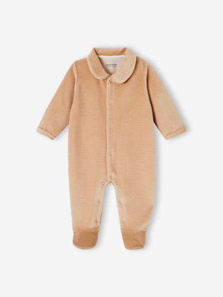 Lot de 2 pyjamas bébé en velours naissance beige+rose 6 - vertbaudet enfant 