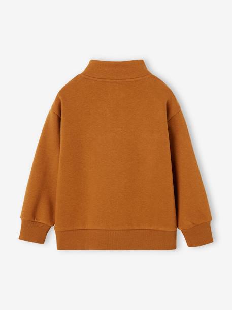 Sweat col camionneur sport garçon motif basket sur manche anthracite+noisette 9 - vertbaudet enfant 
