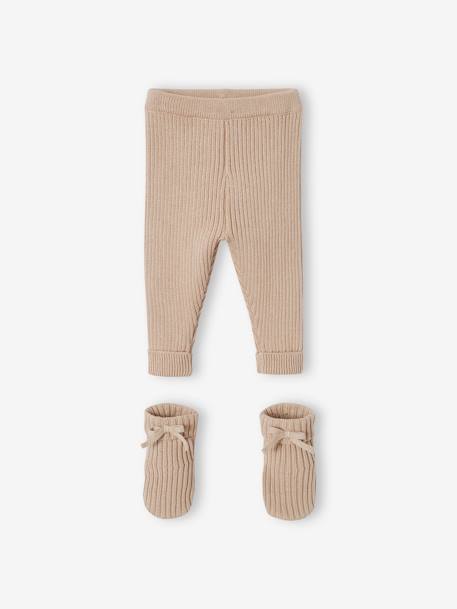 Pantalon bébé mixte et chaussons en tricot beige 3 - vertbaudet enfant 