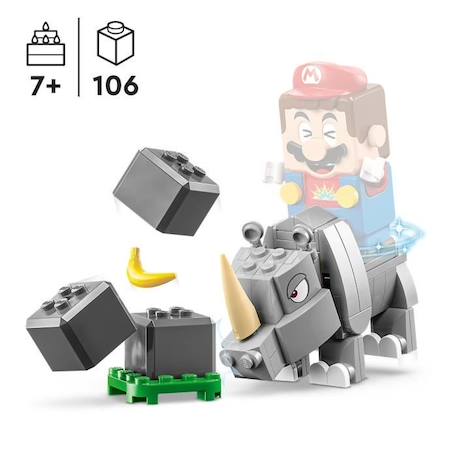 LEGO® Super Mario 71420 Ensemble d'Extension Rambi le Rhinocéros, Jouet à Combiner avec un Pack de démarrage GRIS 2 - vertbaudet enfant 