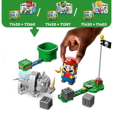 LEGO® Super Mario 71420 Ensemble d'Extension Rambi le Rhinocéros, Jouet à Combiner avec un Pack de démarrage GRIS 3 - vertbaudet enfant 