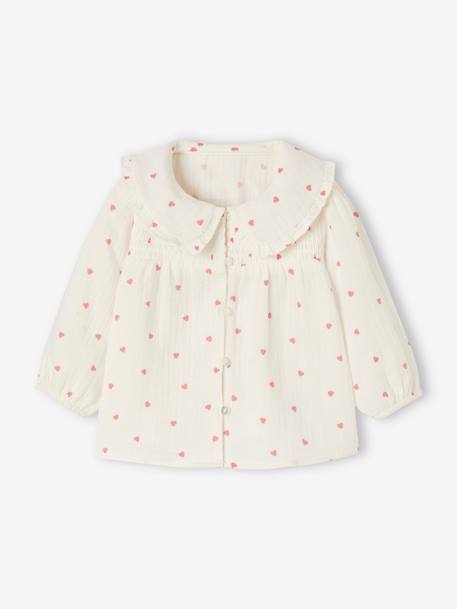 Blouse bébé fille coeurs en gaze de coton écru 2 - vertbaudet enfant 
