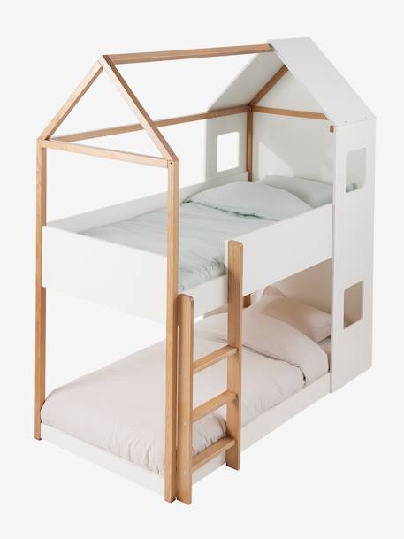 Lit enfant cabane superposé blanc 2 - vertbaudet enfant 