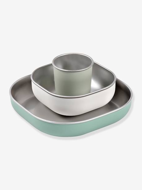 Coffret-repas 3 pièces inox rose+Sage green+terracotta 5 - vertbaudet enfant 