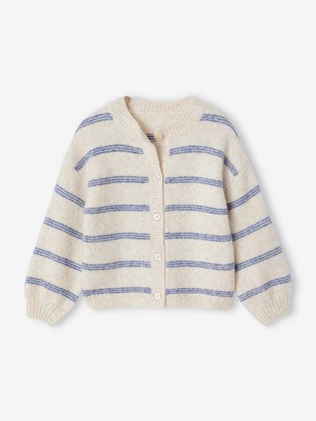 Gilet fille maille mousseuse gris chiné+vanille 9 - vertbaudet enfant 