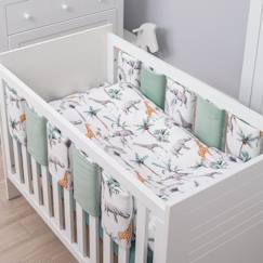 Linge de maison et décoration-Linge de lit bébé-Tour de lit modulable et réversible, SAFARI Multicolore Pour lit bébé de 60x120 ou 70x140 cm