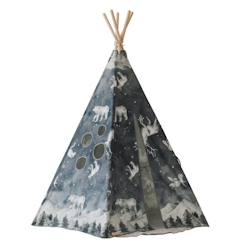 Jouet-Tipi enfant MOI MILI - Ciel nocturne - Tissu 100% coton et tiges de pin - 120 x 170 cm