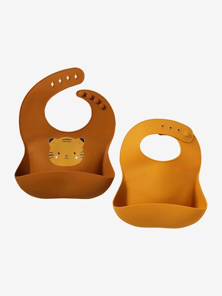 Lot 2 bavoirs en silicone marron 4 - vertbaudet enfant 