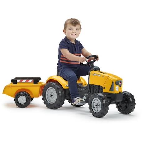 Tracteur à pédales FALK SuperBuilder - capot ouvrant et remorque - pour enfants de 2 à 5 ans JAUNE 2 - vertbaudet enfant 