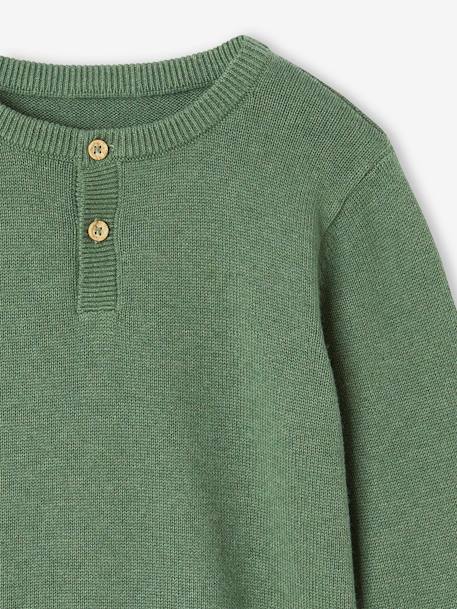 Pull garçon col tunisien vert chiné 4 - vertbaudet enfant 