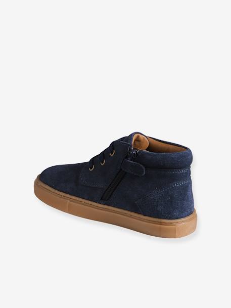Baskets enfant garçon cuir montantes zippées et élastiquées marine 3 - vertbaudet enfant 