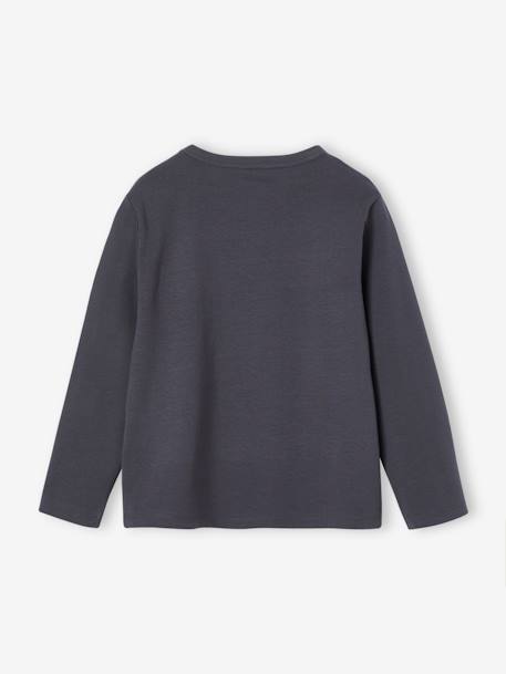 T-shirt animation métallisée fille manches longues anthracite+blanc+vert sapin 2 - vertbaudet enfant 
