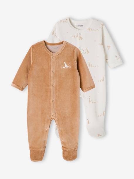 VERTBAUDET - Lot De 2 Pyjamas Bébé 2 Pièces En Jersey Coton - Pieds Antidérapants - Taille 9M (71cm)