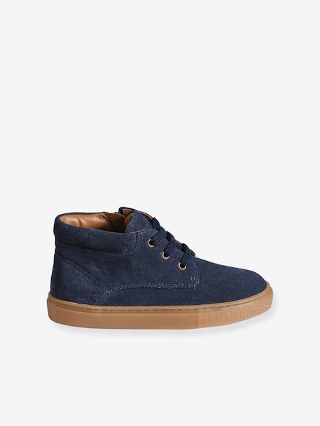 Baskets enfant garçon cuir montantes zippées et élastiquées marine 2 - vertbaudet enfant 