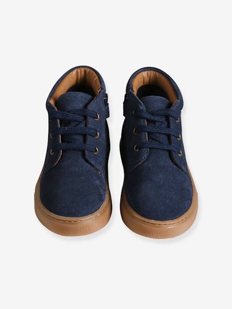 Baskets enfant garçon cuir montantes zippées et élastiquées marine 4 - vertbaudet enfant 