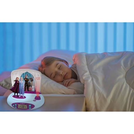 Réveil Projecteur La Reine des Neiges 2 - Effets sonores et veilleuse intégrée - LEXIBOOK VIOLET 2 - vertbaudet enfant 