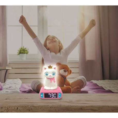 Réveil avec Veilleuse Lumineuse Chat en 3D - LEXIBOOK - Rose - Alarme et effets sonores ROSE 3 - vertbaudet enfant 