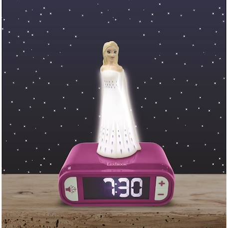 Réveil digital Elsa La Reine des Neiges 2 avec veilleuse lumineuse en 3D et effets sonores - LEXIBOOK VIOLET 3 - vertbaudet enfant 